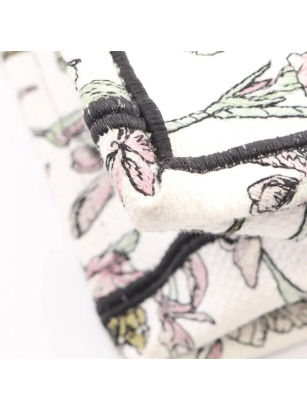 Dior Tote Bag Book White Black Multi Canvas Butterfly & Iris